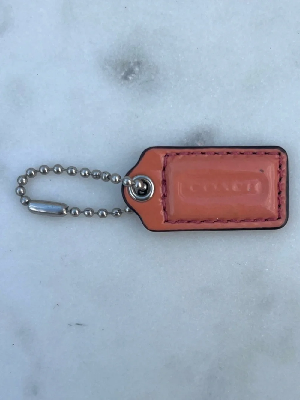 COACH Vintage Patent Leather Hang Tag, Mini Coral Pink